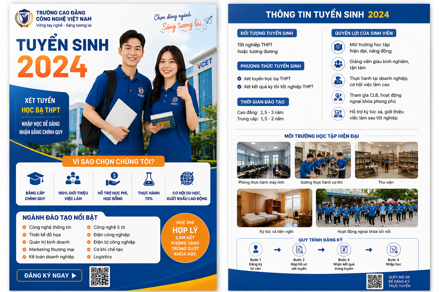 Tờ rơi in màu 2 mặt thông tin tuyển sinh, cán bóng 2 mặt
