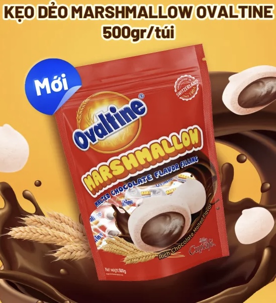 Kẹo marshmallow Ovaltine vị socola 500g