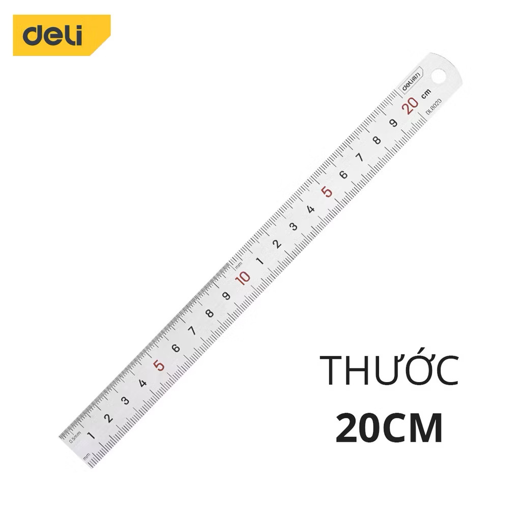 Thước inox 20cm Deli (Chiếc)
