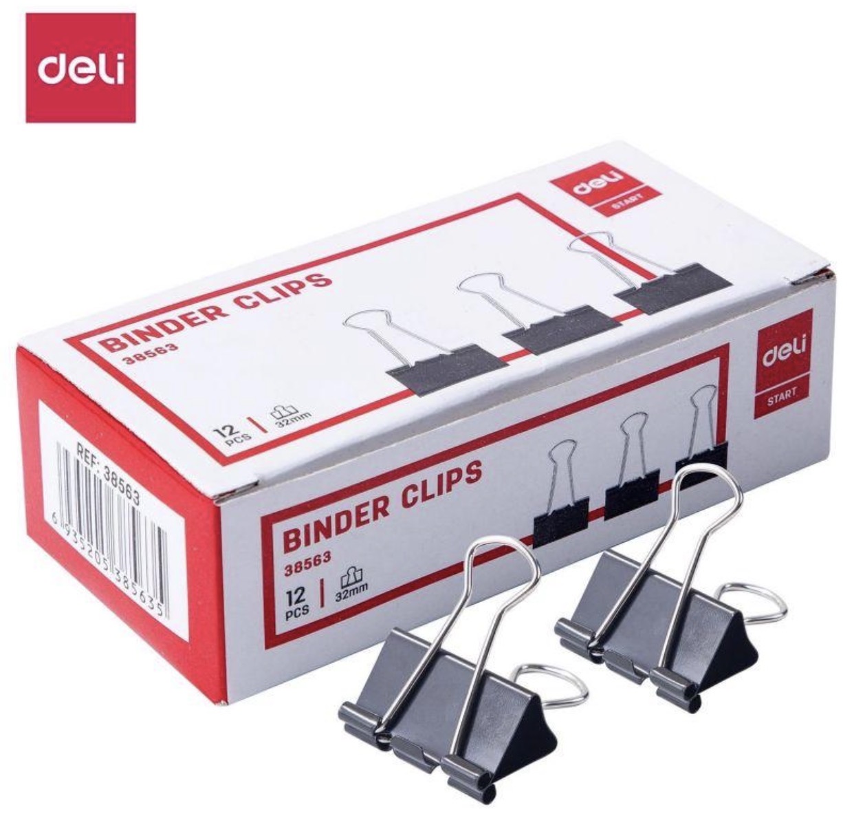 Kẹp sắt đen 32 mm Deli (hộp)