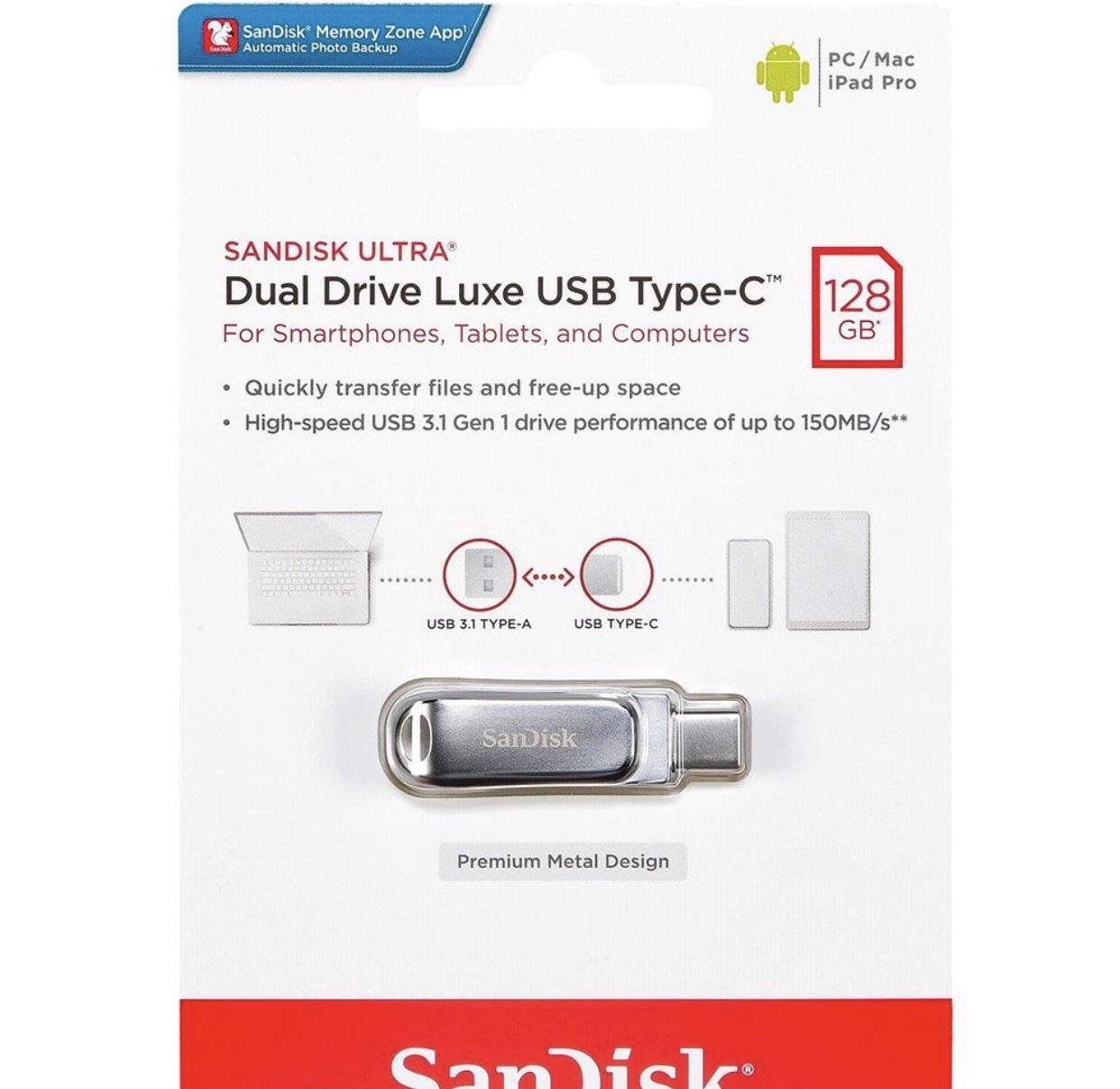 USB OTG type-C 128GB Sandisk Ultra Dual Drive Luxe (Cái)