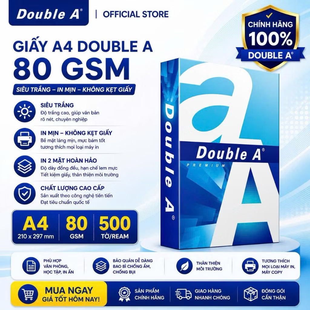 Giấy in Double A A4 loại 1