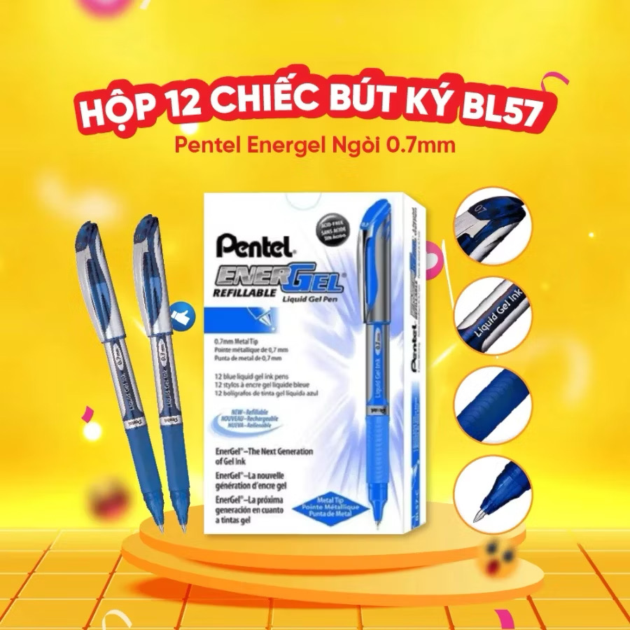 Bút Pentel 0.7mm màu xanh, đen