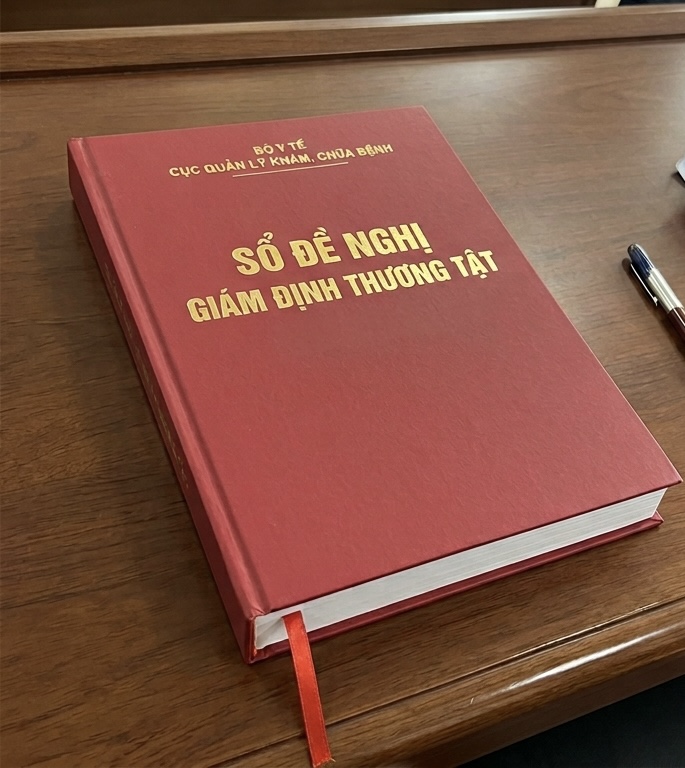 In Sổ Đề nghị giám định thương tật (Khổ A3, 300 trang, in 2 mặt, bìa cứng đỏ)