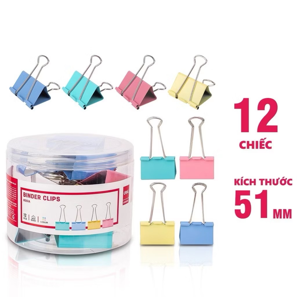 Kẹp màu deli 51mm( hộp)