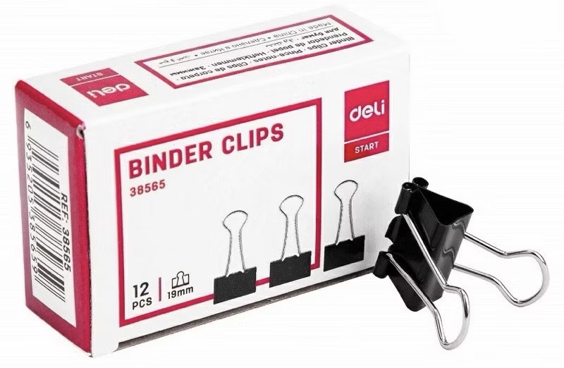 Kẹp sắt đen 19mm Deli ( hộp)
