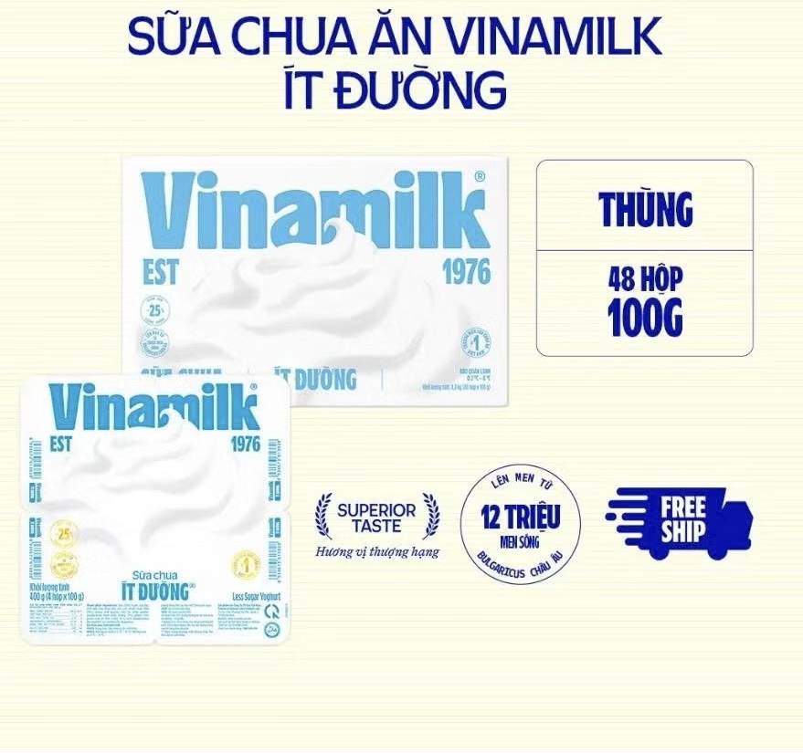 Sữa chua Vinamilk ít đường 100g ( thùng )