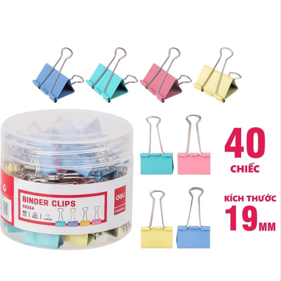 Kẹp Deli màu 8555A 19mm