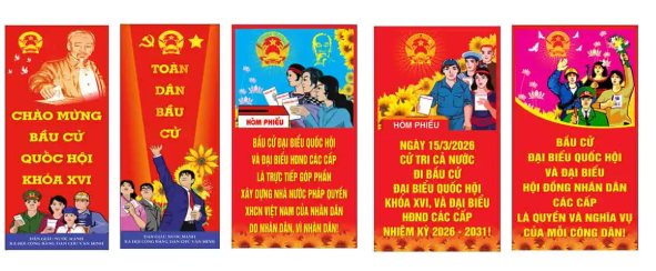 Pano tuyên truyền nền đỏ chữ vàng (2x0,5m)