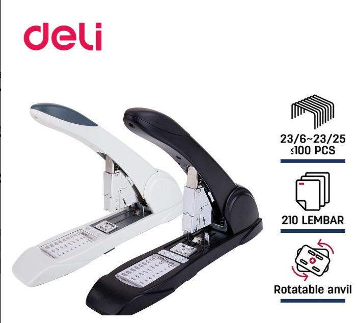 Máy dập ghim Deli cỡ đại, trục lọ 210 tờ