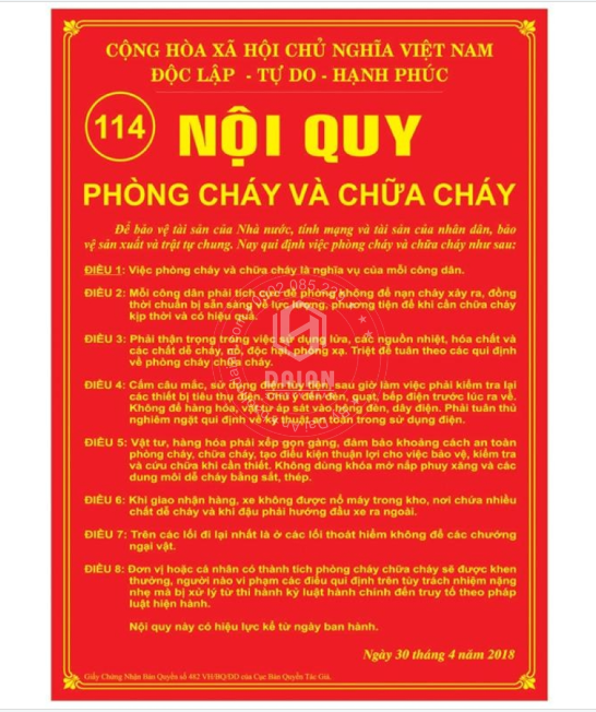 Bảng nội quy mica
